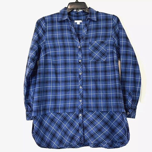 J. Jill Tops - J. Jill Plaid Flannel Button Down Tunic size Small to Medium